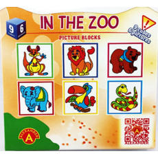 9 Piece, 6 Picture Puzzle Blocks - In the Zoo